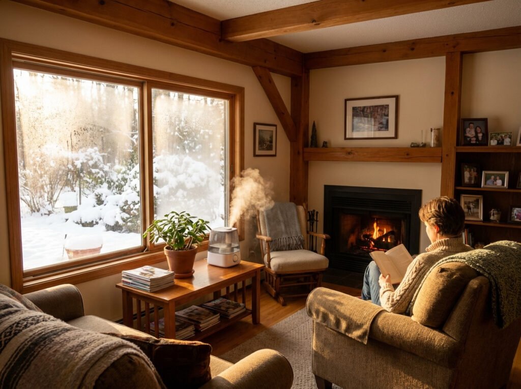 Low indoor humidity causing dry eyes indoors