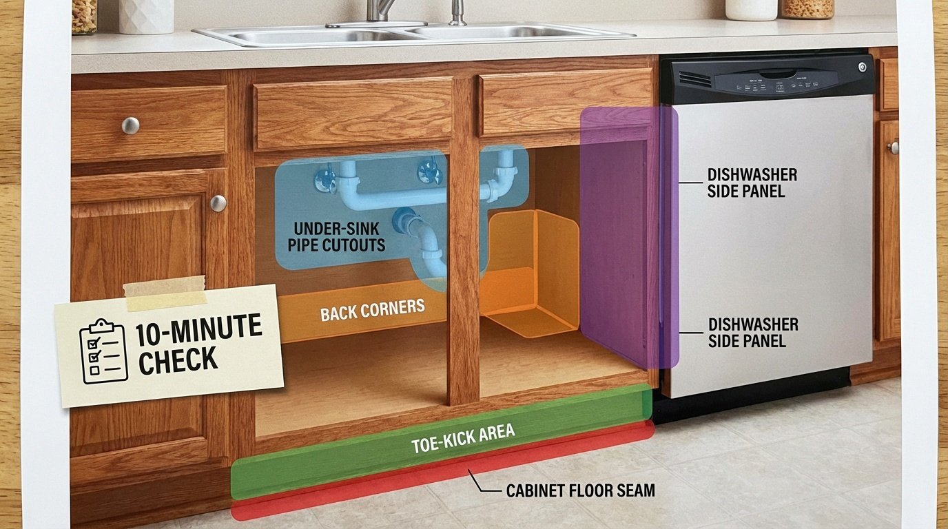 Musty Smell Inside Kitchen Cabinets (Counters Look Clean)